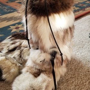 Womans handmade beaver/rabbit fur boots SZ 6-6 1/2